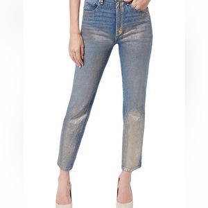Sam Edelman Silver Foil coated Denim jeans
